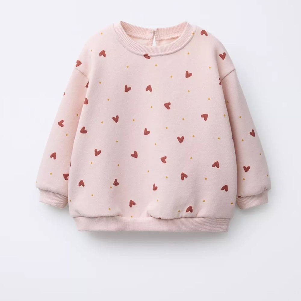 Zara Pink and Red Heart Kids Sweatshirt